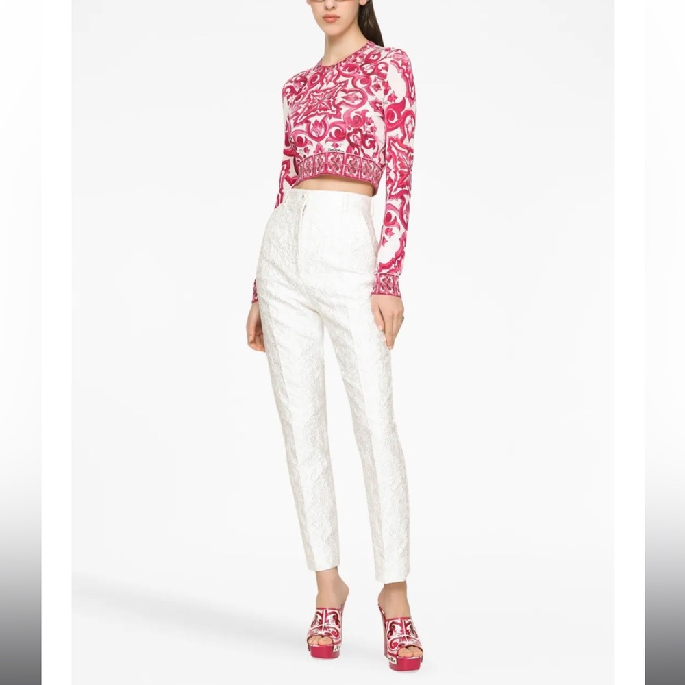 NWT Dolce & Gabbana Cream Textured Trousers